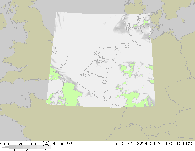 Cloud cover (total) Harm .025 Sa 25.05.2024 06 UTC