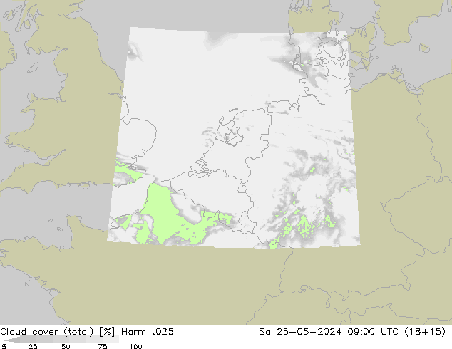 Cloud cover (total) Harm .025 Sa 25.05.2024 09 UTC