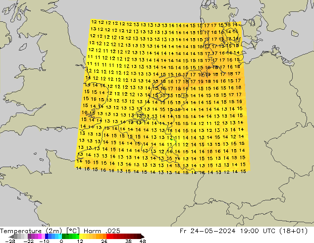 température (2m) Harm .025 ven 24.05.2024 19 UTC