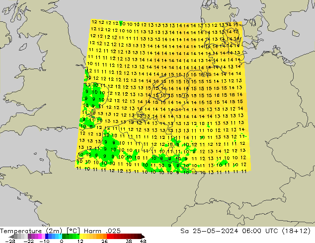 Temperature (2m) Harm .025 So 25.05.2024 06 UTC