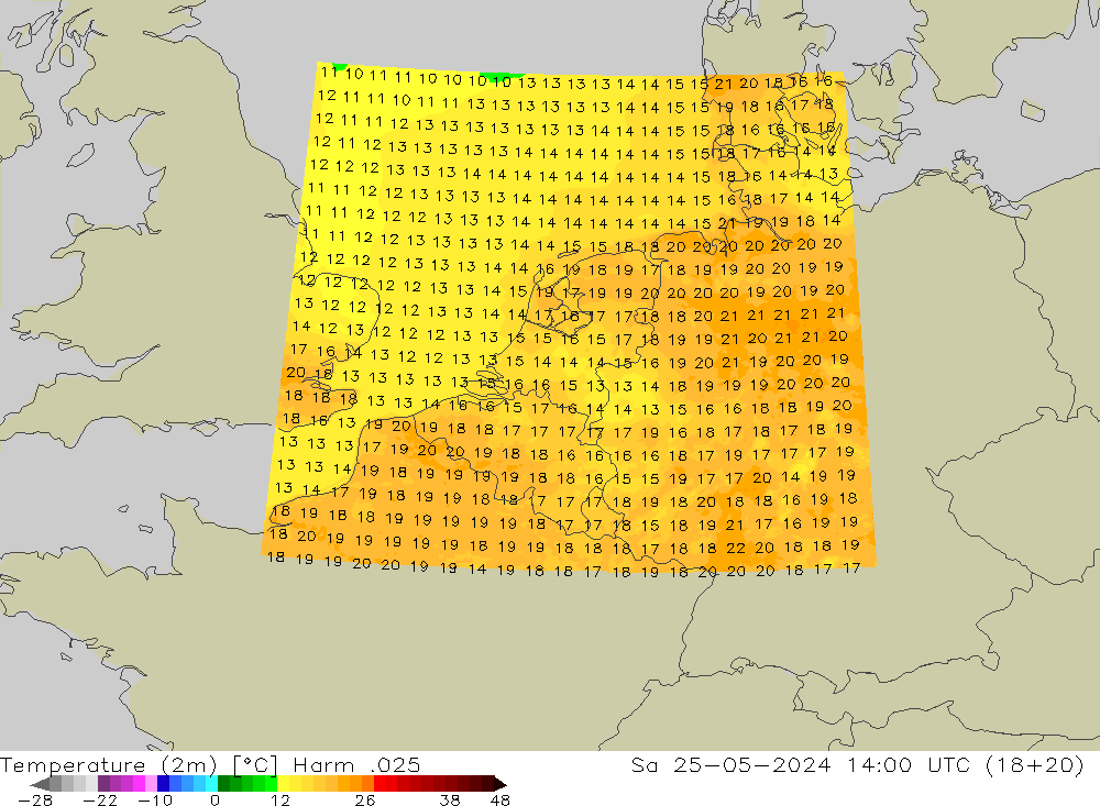 карта температуры Harm .025 сб 25.05.2024 14 UTC