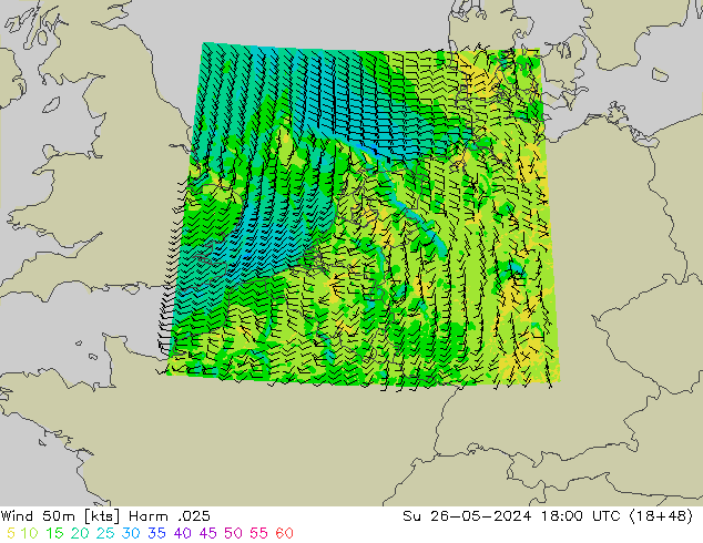 Wind 50 m Harm .025 zo 26.05.2024 18 UTC