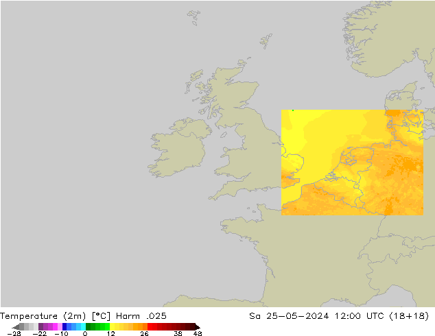 Temperatura (2m) Harm .025 Sáb 25.05.2024 12 UTC