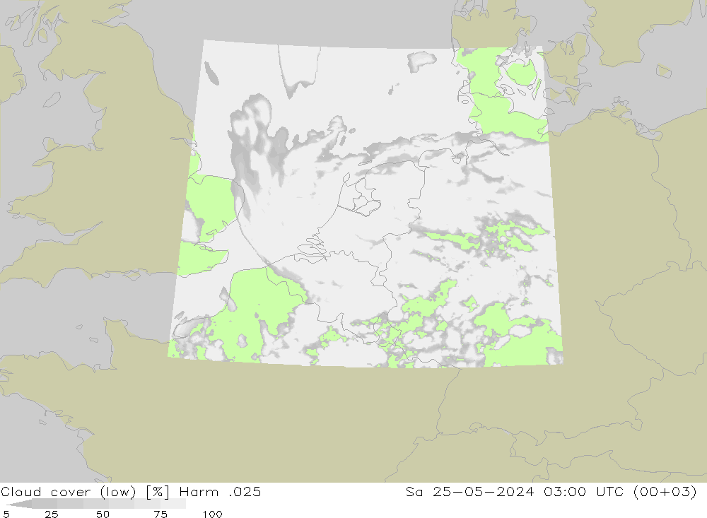 Bewolking (Laag) Harm .025 za 25.05.2024 03 UTC