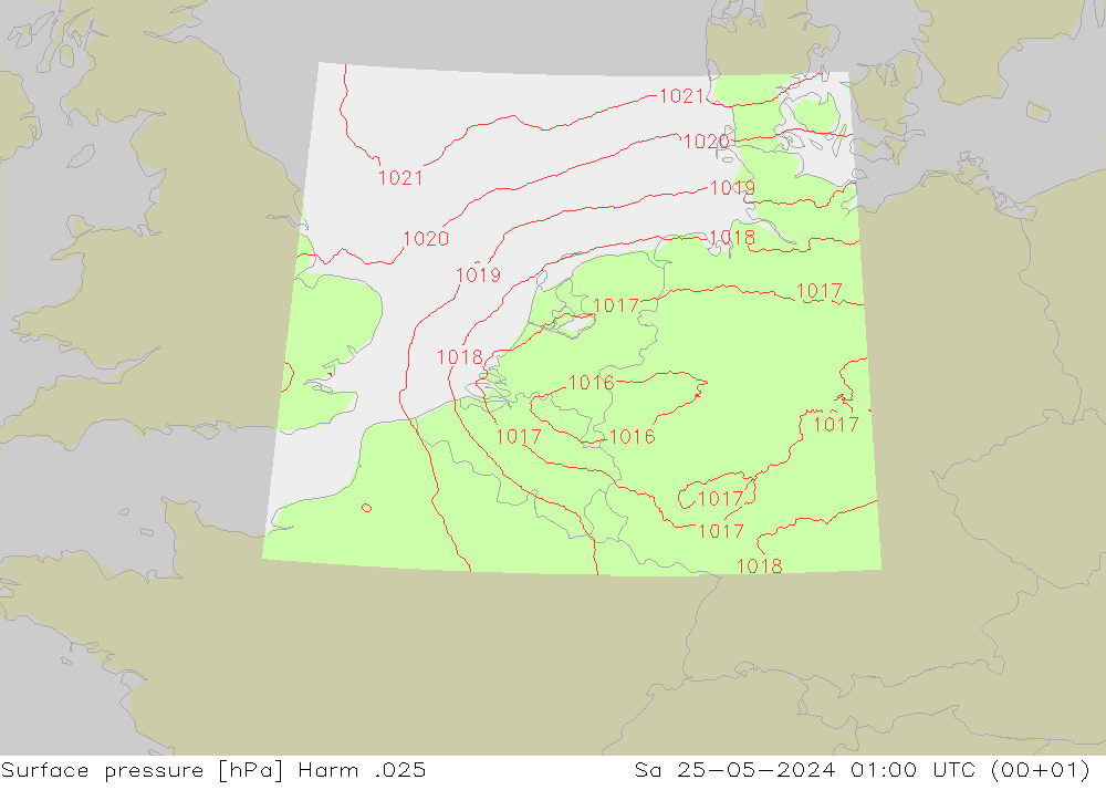 Surface pressure Harm .025 Sa 25.05.2024 01 UTC
