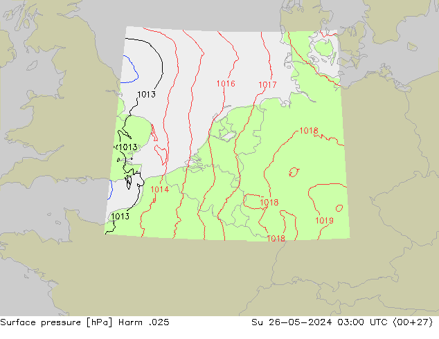 Presión superficial Harm .025 dom 26.05.2024 03 UTC