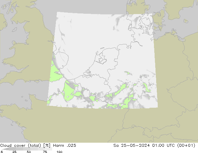 Bewolking (Totaal) Harm .025 za 25.05.2024 01 UTC