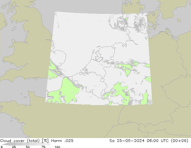 Cloud cover (total) Harm .025 Sa 25.05.2024 06 UTC