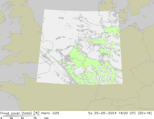 Bewolking (Totaal) Harm .025 za 25.05.2024 18 UTC