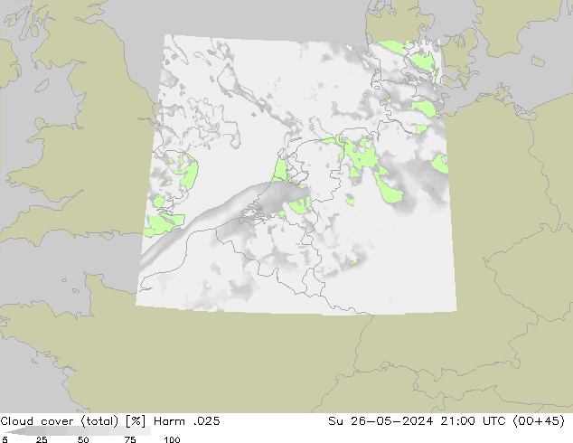Bewolking (Totaal) Harm .025 zo 26.05.2024 21 UTC