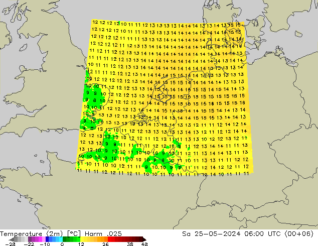 Temperature (2m) Harm .025 So 25.05.2024 06 UTC