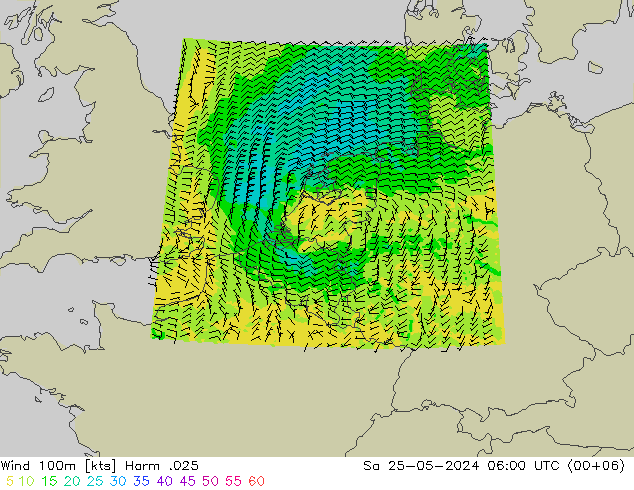 Vent 100m Harm .025 sam 25.05.2024 06 UTC