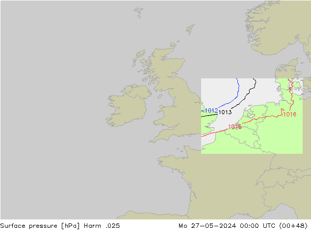 Surface pressure Harm .025 Mo 27.05.2024 00 UTC