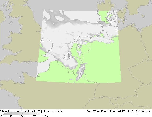 Wolken (mittel) Harm .025 Sa 25.05.2024 09 UTC