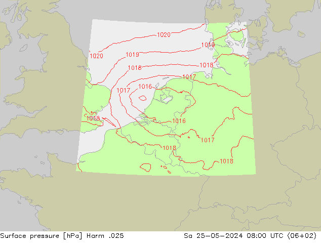 Atmosférický tlak Harm .025 So 25.05.2024 08 UTC