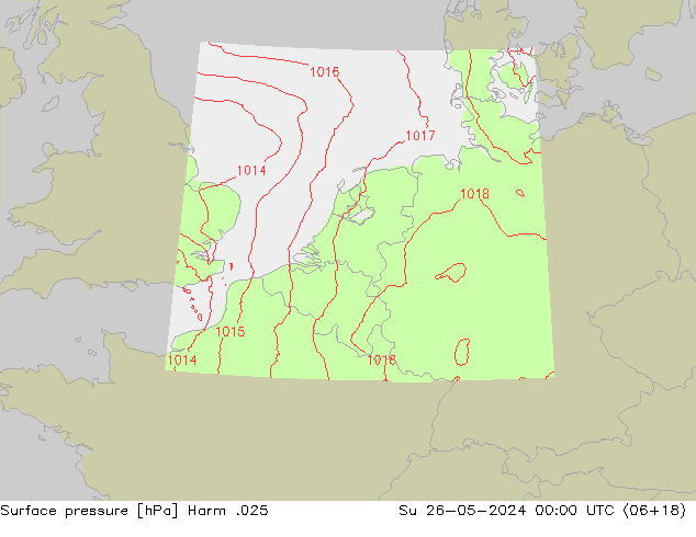 Presión superficial Harm .025 dom 26.05.2024 00 UTC