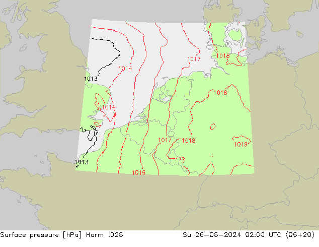 Luchtdruk (Grond) Harm .025 zo 26.05.2024 02 UTC