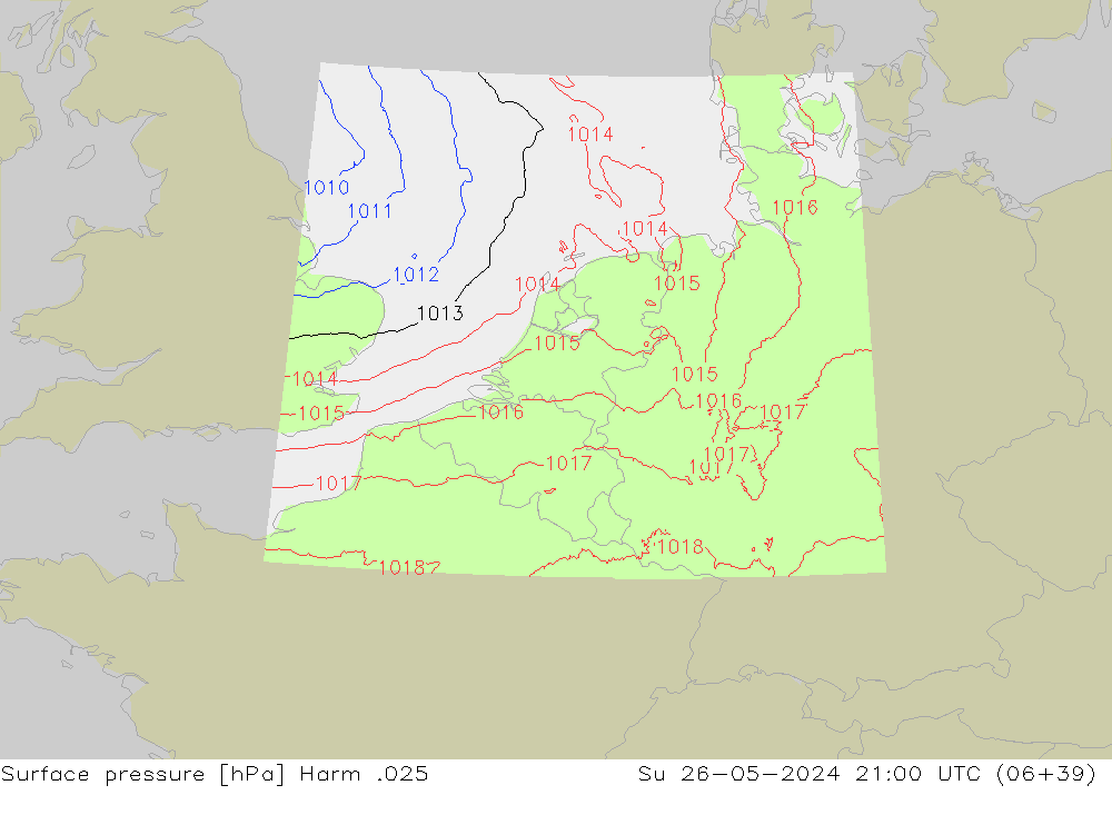 Surface pressure Harm .025 Su 26.05.2024 21 UTC