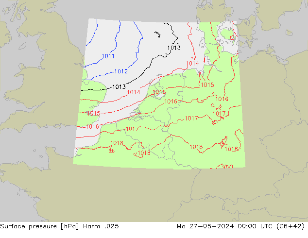 Atmosférický tlak Harm .025 Po 27.05.2024 00 UTC