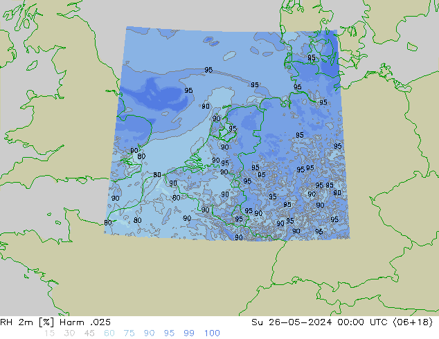 Humidité rel. 2m Harm .025 dim 26.05.2024 00 UTC