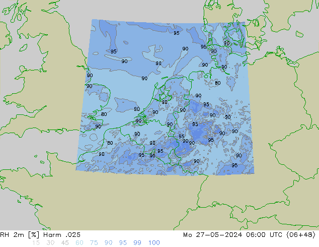 Humidité rel. 2m Harm .025 lun 27.05.2024 06 UTC