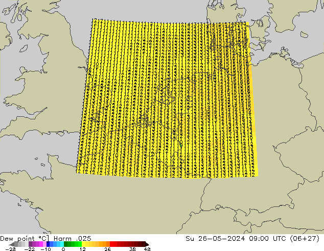 Ponto de orvalho Harm .025 Dom 26.05.2024 09 UTC