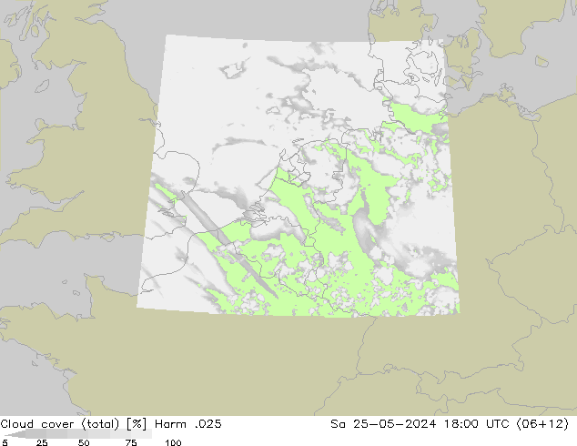 Cloud cover (total) Harm .025 Sa 25.05.2024 18 UTC