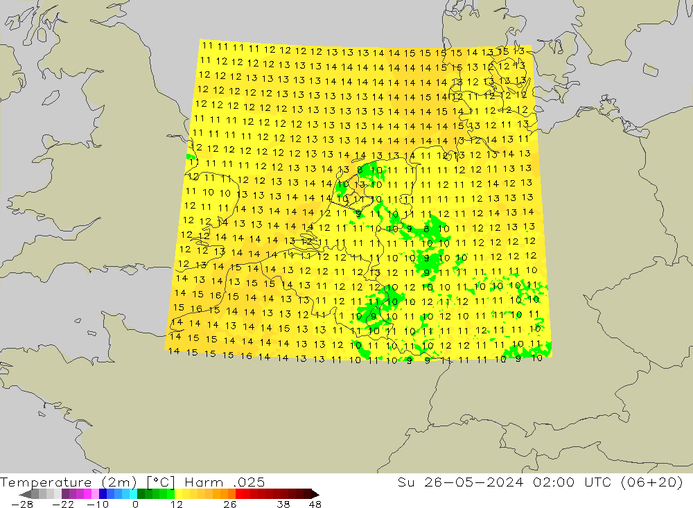 карта температуры Harm .025 Вс 26.05.2024 02 UTC