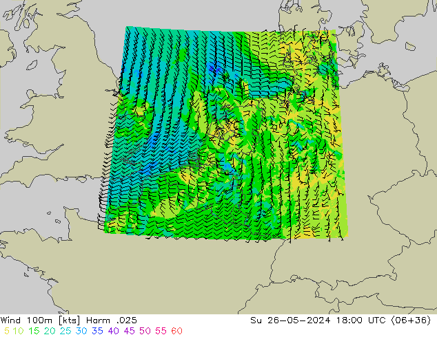 Wind 100m Harm .025 So 26.05.2024 18 UTC