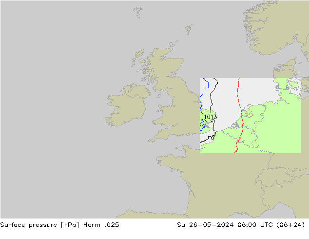 Presión superficial Harm .025 dom 26.05.2024 06 UTC