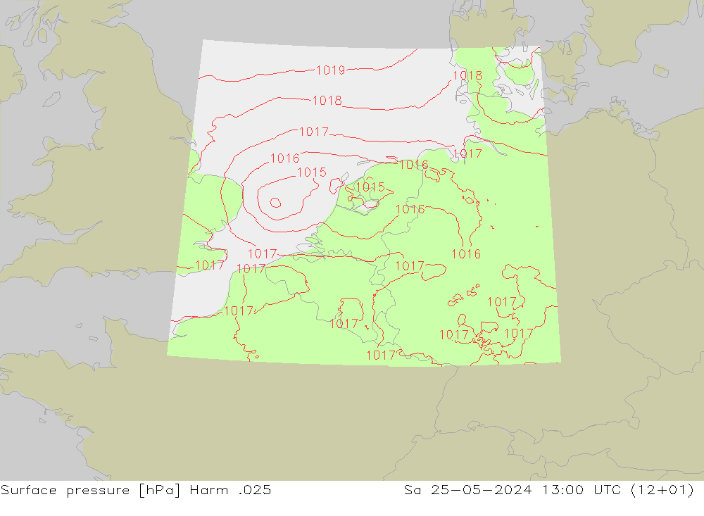 Surface pressure Harm .025 Sa 25.05.2024 13 UTC