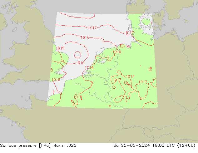 地面气压 Harm .025 星期六 25.05.2024 18 UTC
