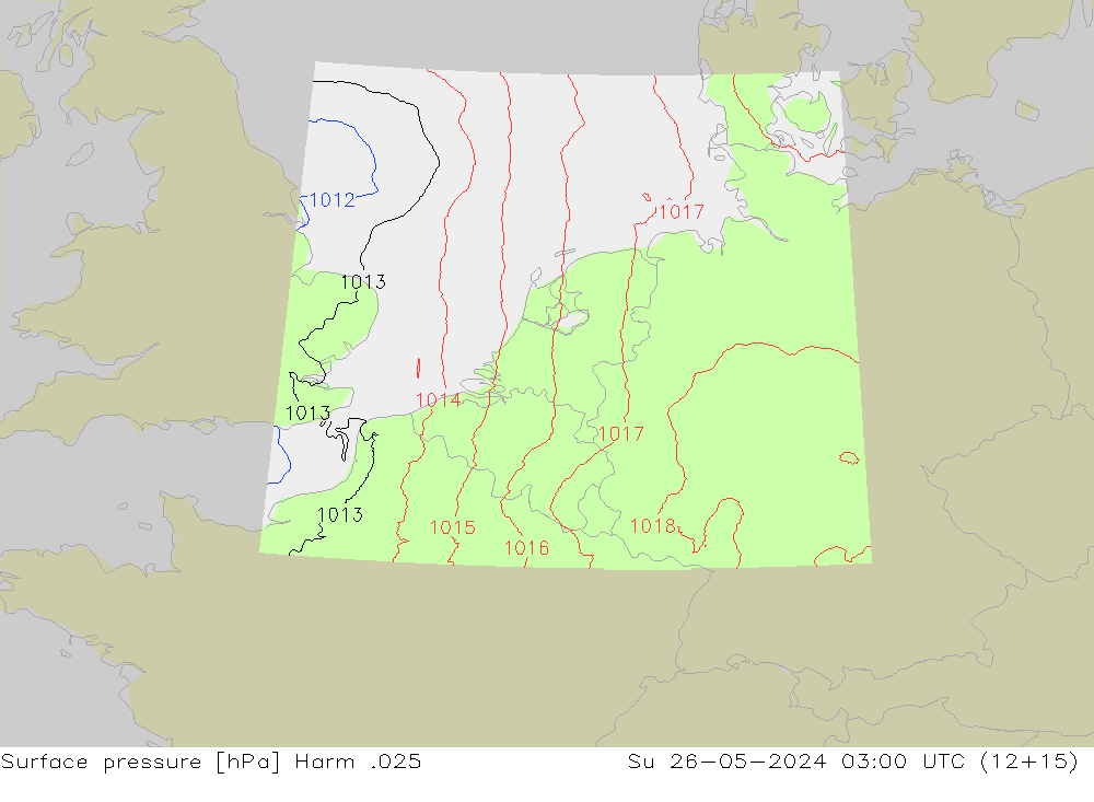 Atmosférický tlak Harm .025 Ne 26.05.2024 03 UTC