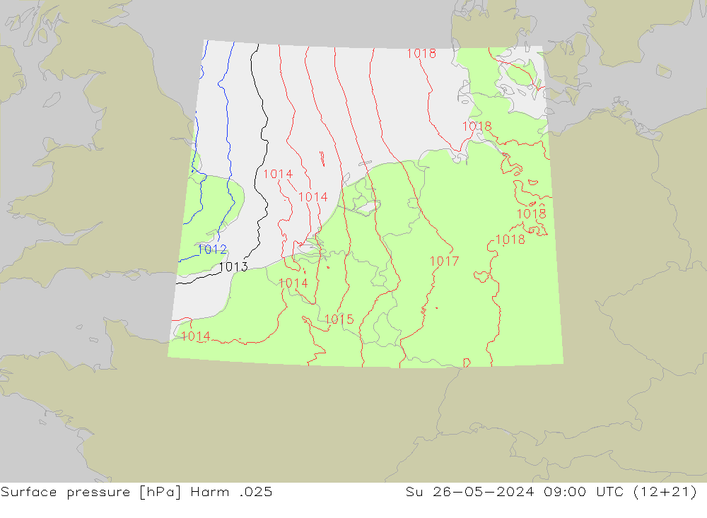 Pressione al suolo Harm .025 dom 26.05.2024 09 UTC