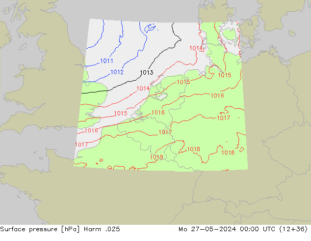 Surface pressure Harm .025 Mo 27.05.2024 00 UTC