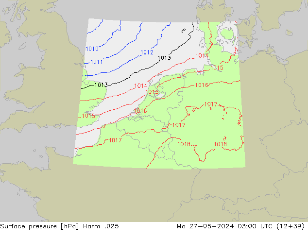 Pressione al suolo Harm .025 lun 27.05.2024 03 UTC