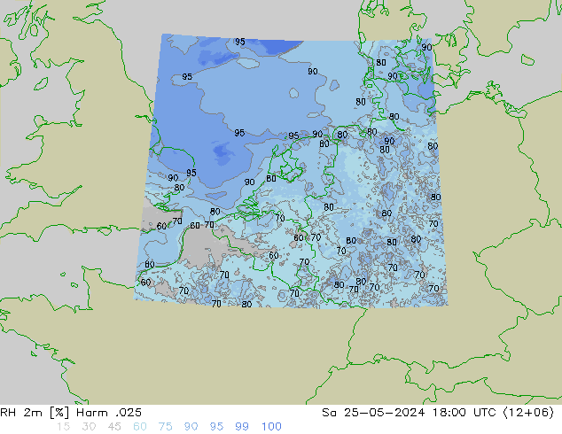 Humidité rel. 2m Harm .025 sam 25.05.2024 18 UTC