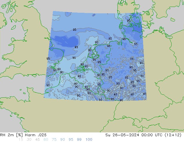 RH 2m Harm .025 Ne 26.05.2024 00 UTC