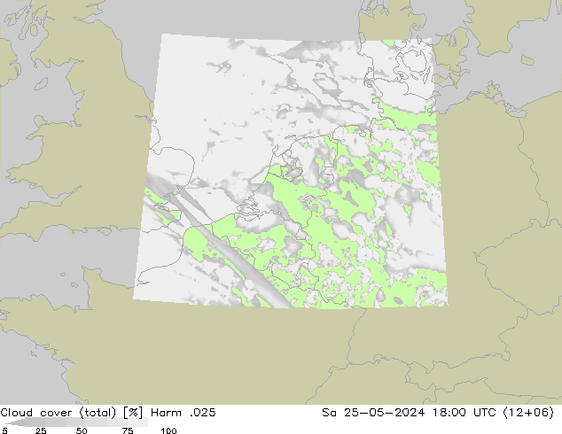 Cloud cover (total) Harm .025 Sa 25.05.2024 18 UTC