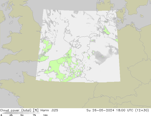Cloud cover (total) Harm .025 Su 26.05.2024 18 UTC