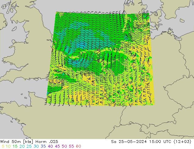 Vento 50 m Harm .025 sab 25.05.2024 15 UTC