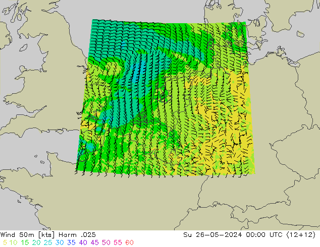 Wind 50m Harm .025 Su 26.05.2024 00 UTC