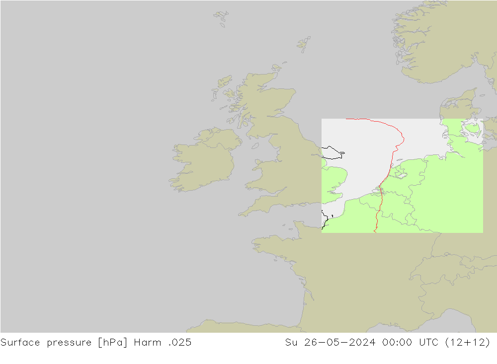 Surface pressure Harm .025 Su 26.05.2024 00 UTC