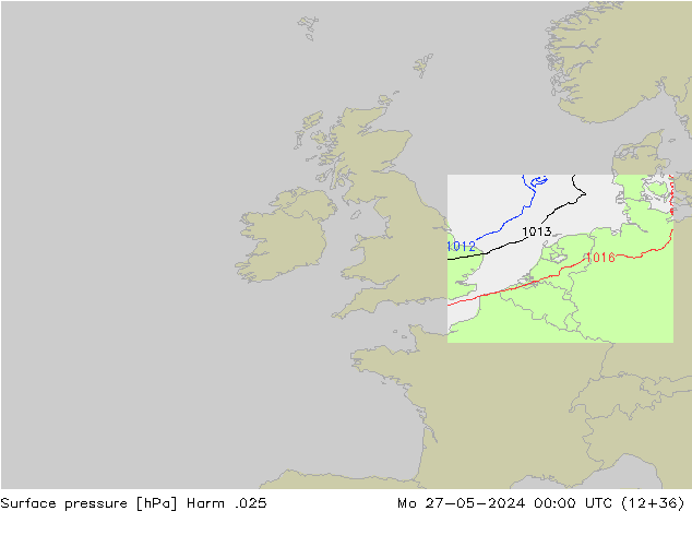 Pressione al suolo Harm .025 lun 27.05.2024 00 UTC