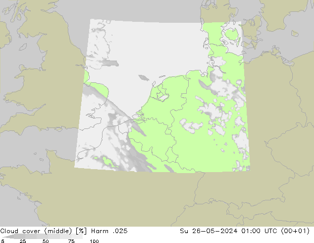 Cloud cover (middle) Harm .025 Su 26.05.2024 01 UTC