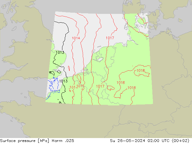 地面气压 Harm .025 星期日 26.05.2024 02 UTC