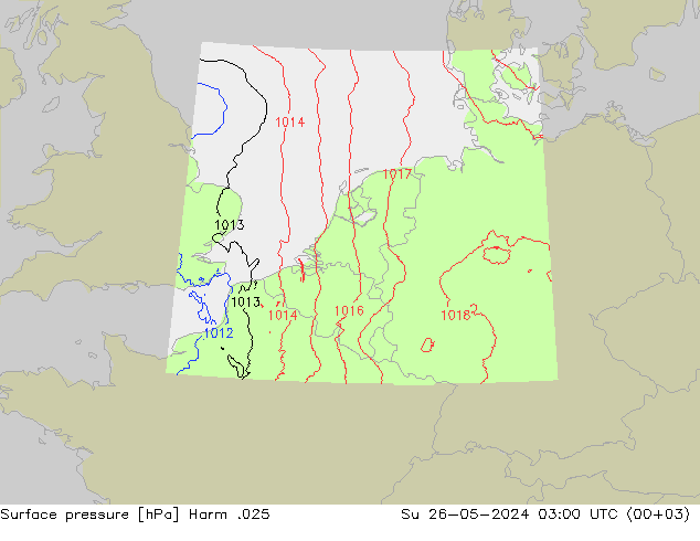 Atmosférický tlak Harm .025 Ne 26.05.2024 03 UTC