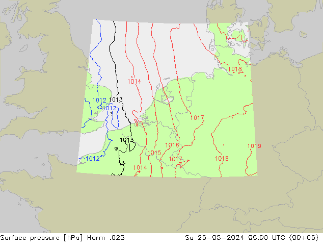 Atmosférický tlak Harm .025 Ne 26.05.2024 06 UTC