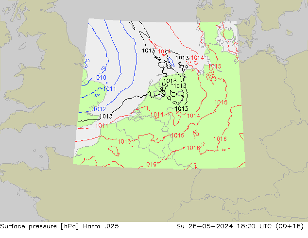 Atmosférický tlak Harm .025 Ne 26.05.2024 18 UTC