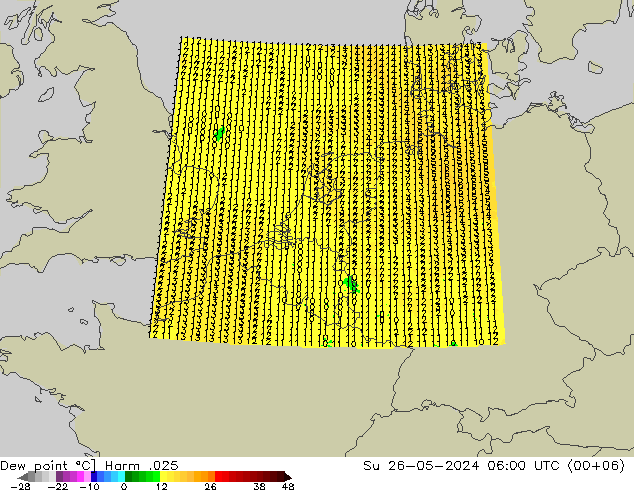 Dew point Harm .025 Su 26.05.2024 06 UTC